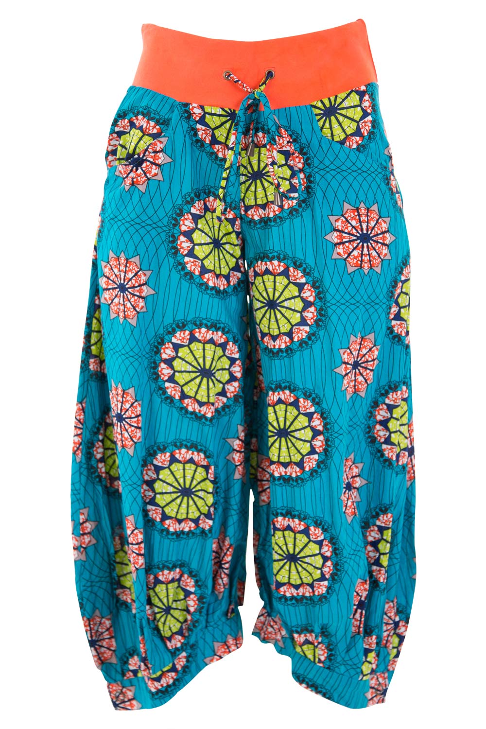 Product shot of the Guru Pants in colour AfriBlue (Blue), from the front