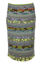 Product shot of the Pencil Cleo Skirt in colour Green (Green), from the front