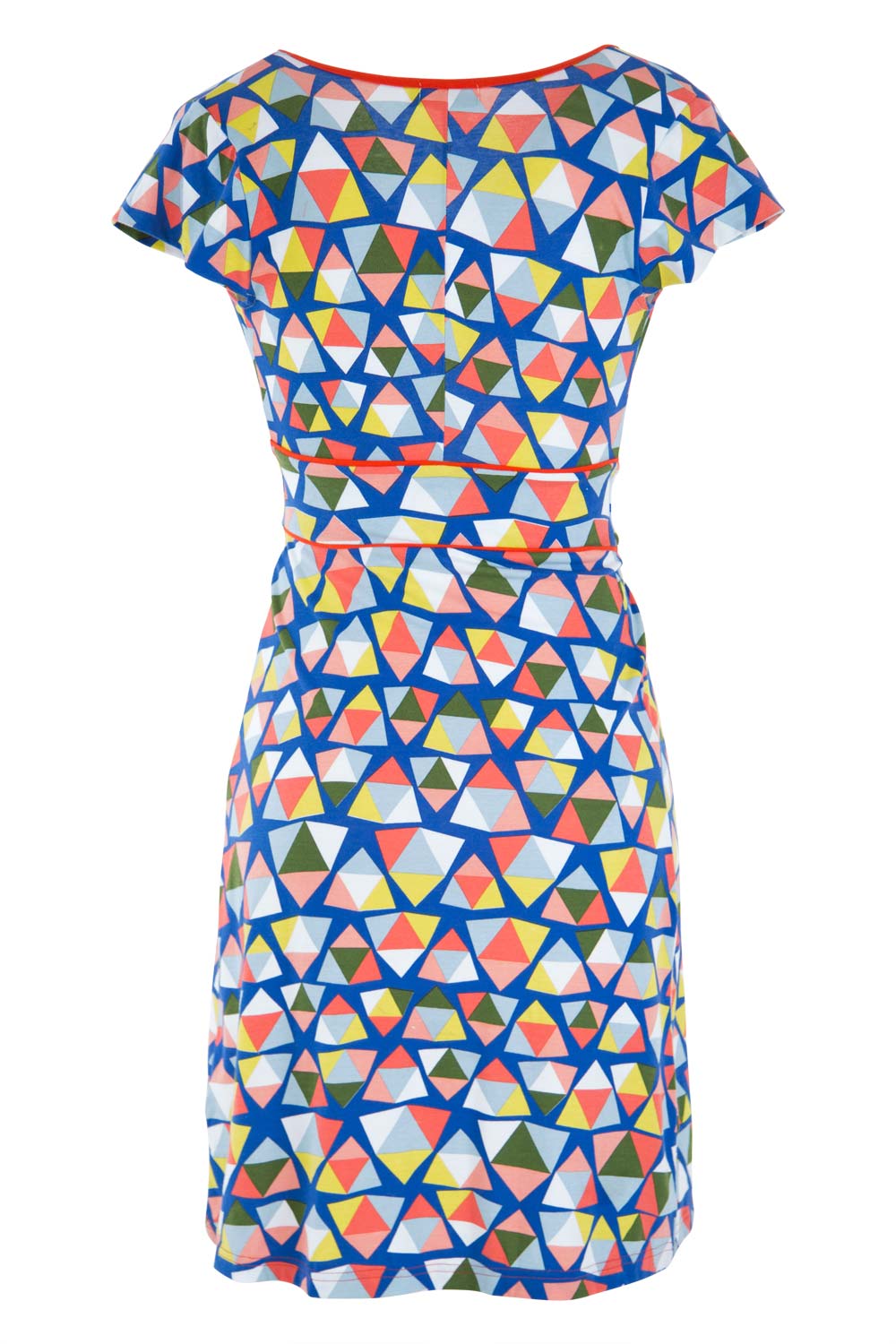 Product shot of the Pip Dress in colour BlueGeo (Blue), from the back