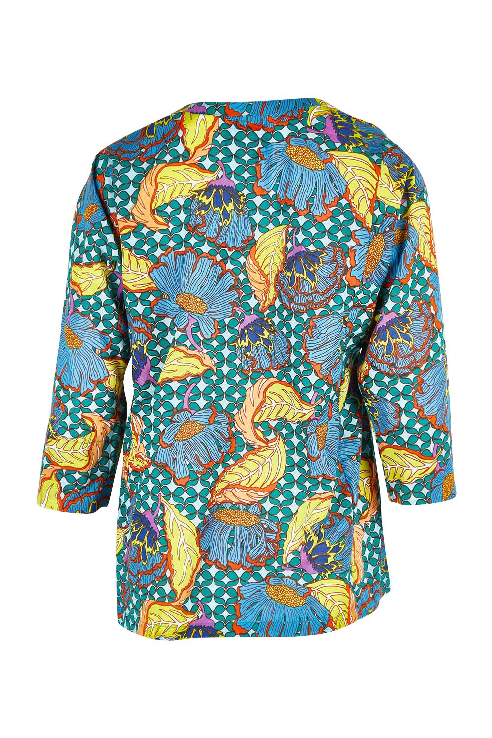 Product shot of the Edith Top in colour Edith (Blue), from the back