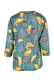 Product shot of the Edith Top in colour Edith (Blue), from the back