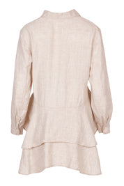 Product shot of the Peplum Top in colour Natural, from the back