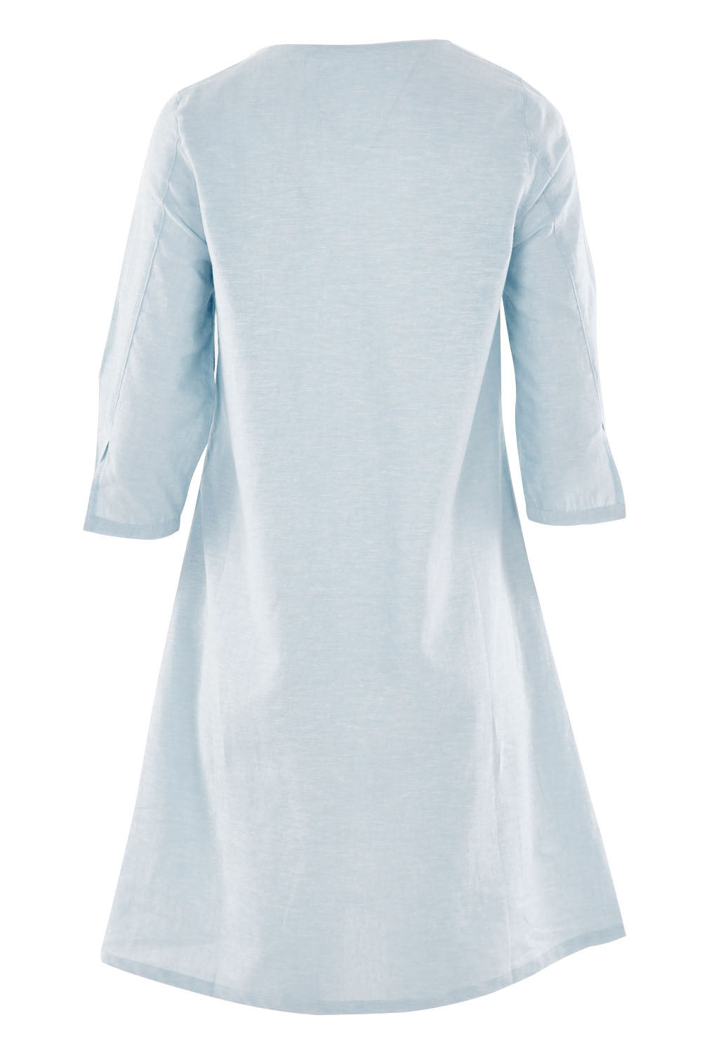 Product shot of the Gela Dress in colour Sky (Blue), from the back