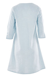 Product shot of the Gela Dress in colour Sky (Blue), from the back