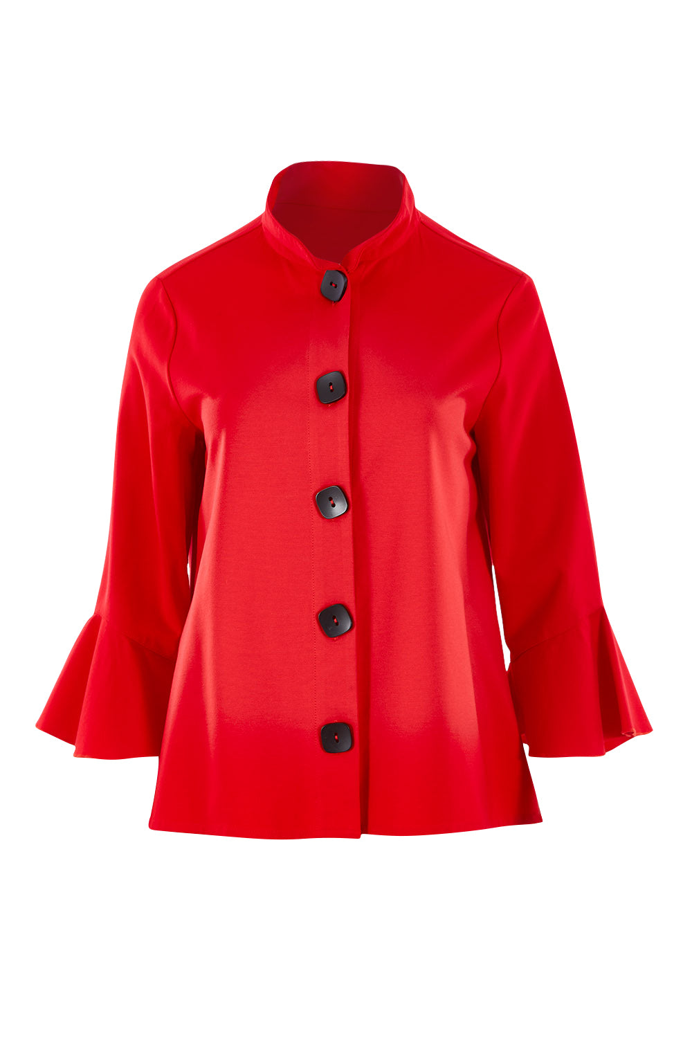 Product shot of the Crimson Button Jacket in colour Red (Red), from the front