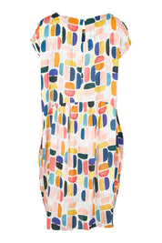 Product shot of the Abstract Print Dress in colour Multi (Blue), from the back