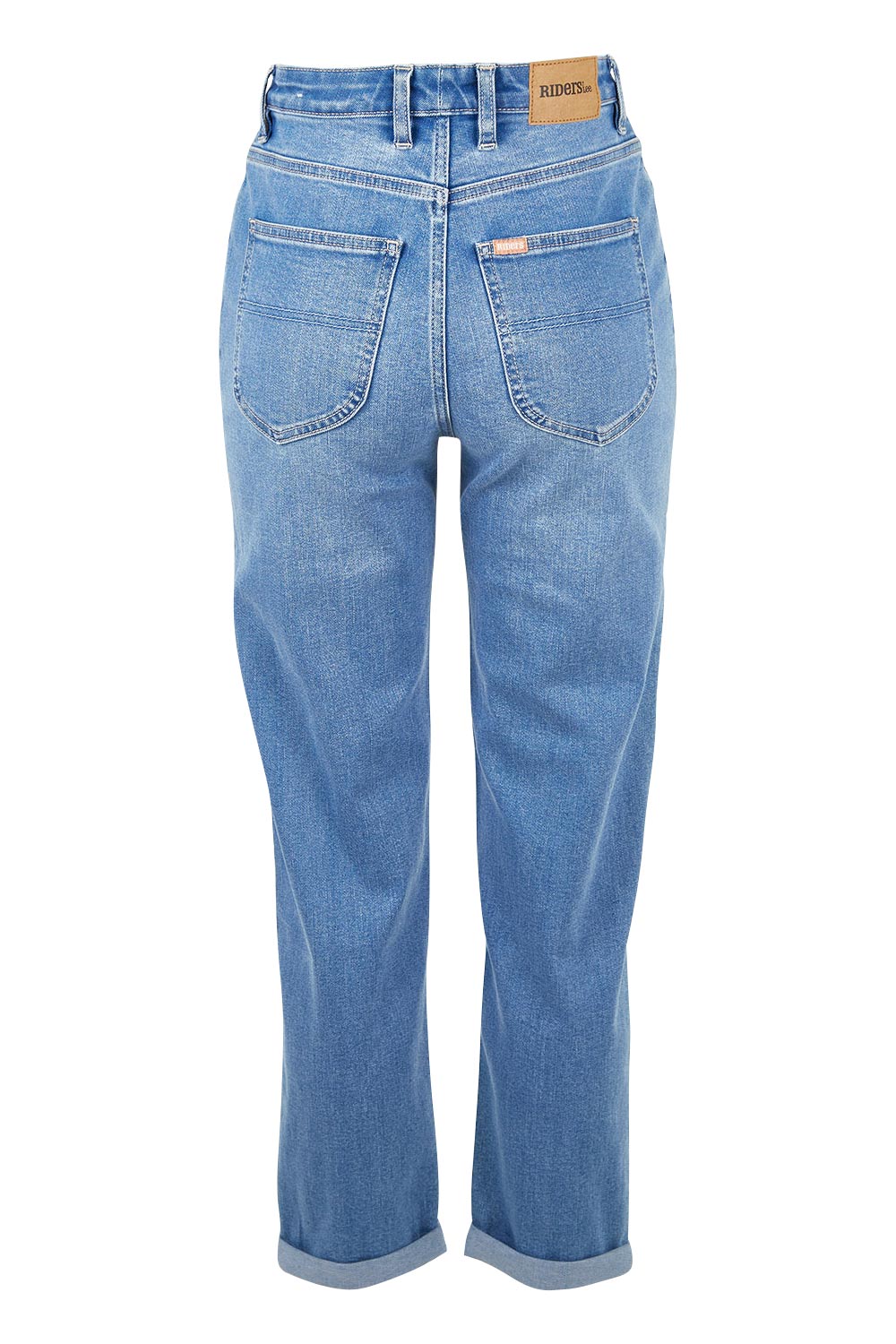 Product shot of the Hi Mom Curve in colour Blissblue (Blue), from the back
