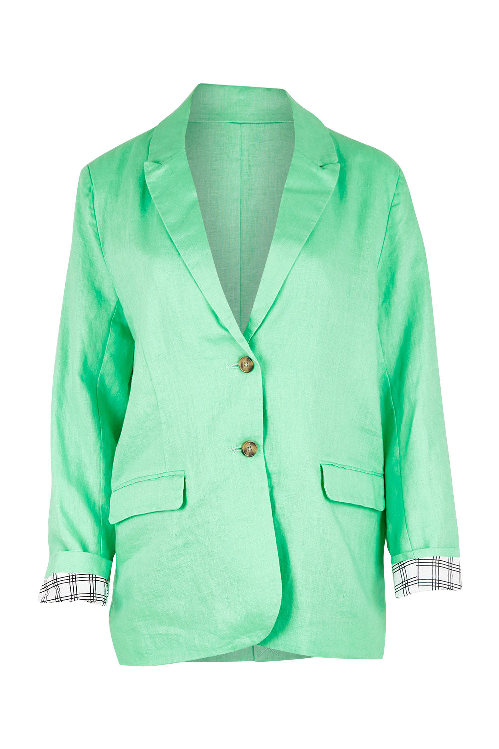 Product shot of the Millie Blazer in colour Blimegree (Green), from the front