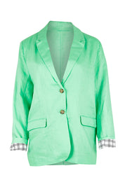 Product shot of the Millie Blazer in colour Blimegree (Green), from the front