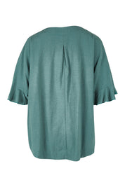 Product shot of the Miranda Top in colour Rosemary (Green), from the back