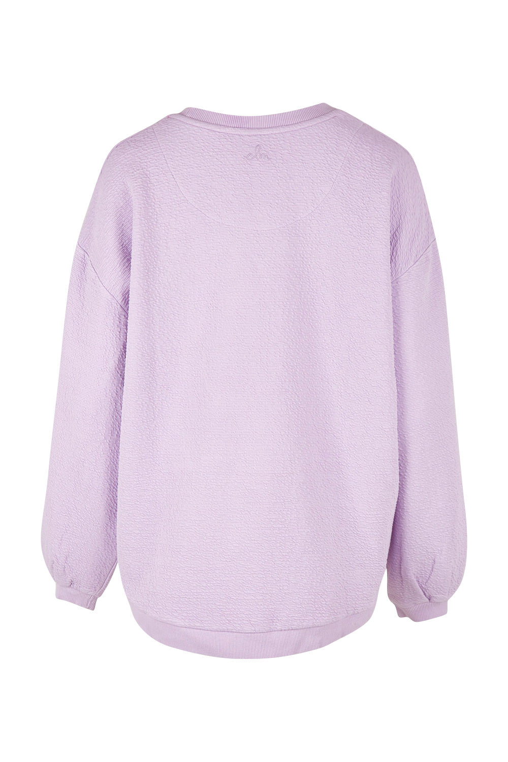 Product shot of the Piper Sweat in colour Lilac (Purple), from the back
