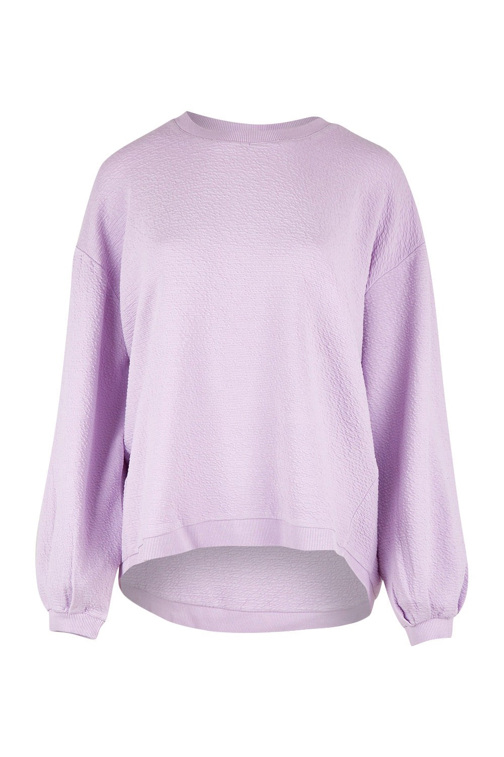 Product shot of the Piper Sweat in colour Lilac (Purple), from the front