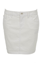 Product shot of the Stretch Denim Skirt in colour White (White), from the front
