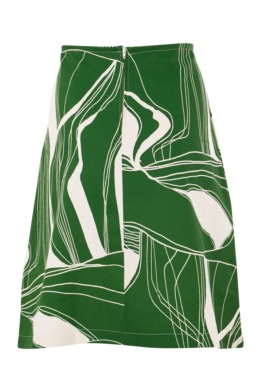 Product shot of the Pocket Skirt in colour GreenNatur (Green), from the back