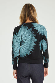 Model Alice wearing size S of the Evergreen Sweatshirt in colour Black (Black), from the back