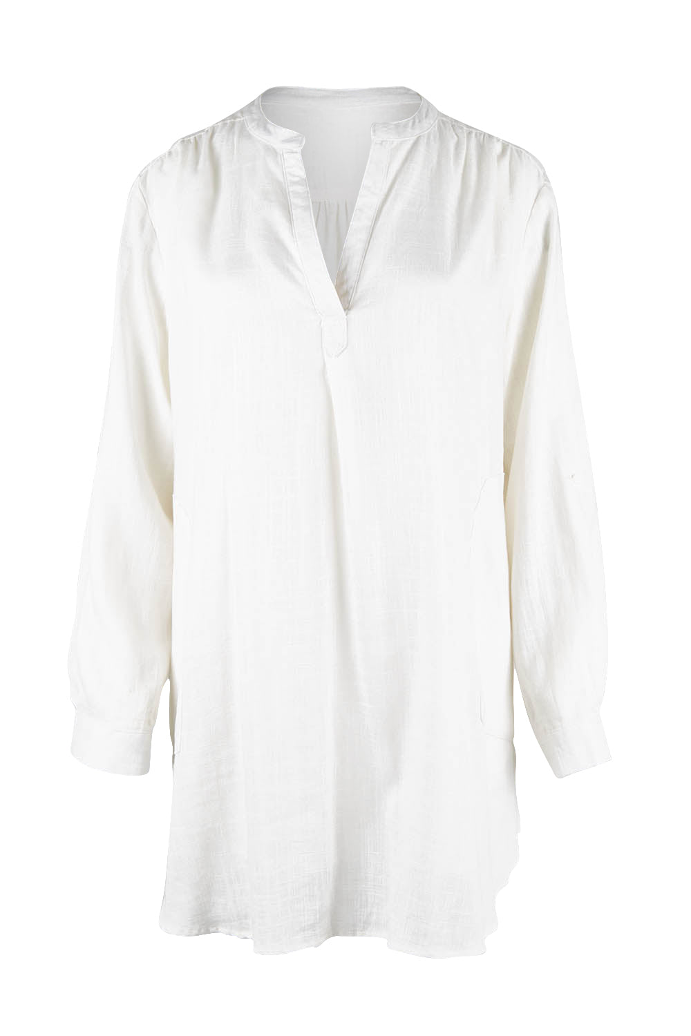 Product shot of the Beach Tunic Shirt in colour White (White), from the front