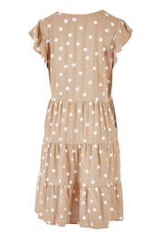 Product shot of the Skyler Dress in colour Ecruspot, from the back