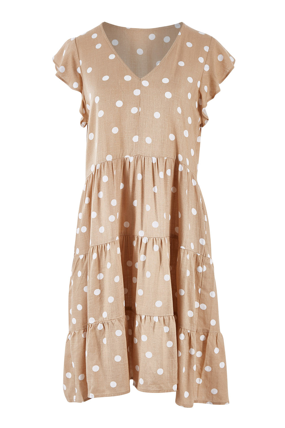 Product shot of the Skyler Dress in colour Ecruspot, from the front