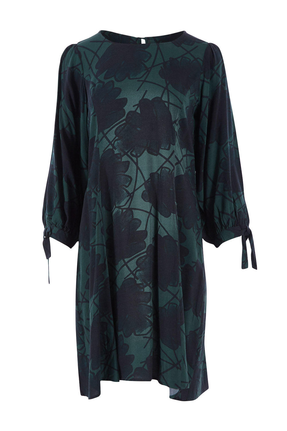 Product shot of the All Tied Up Dress in colour Slatefrond (Black), from the front