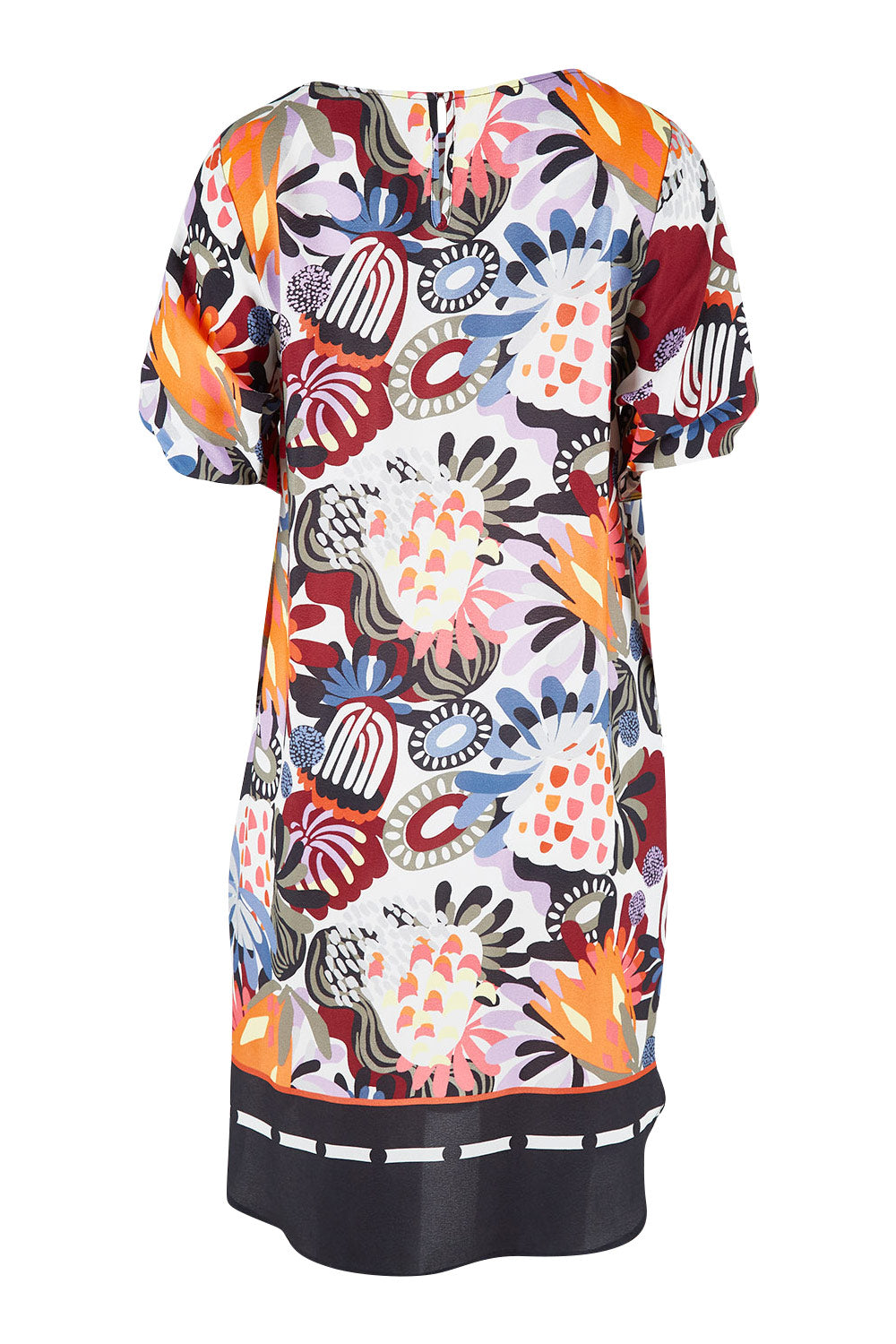 Product shot of the Armed And Dangerous Dress in colour Exoticbord, from the back