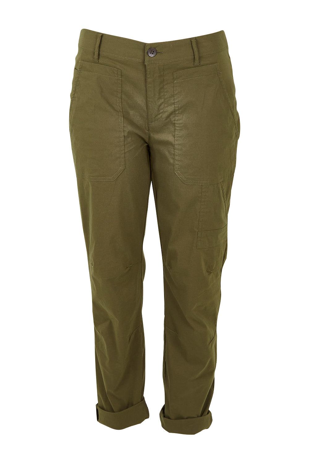 Product shot of the Signature Crafty Pant in colour Military (Green), from the front