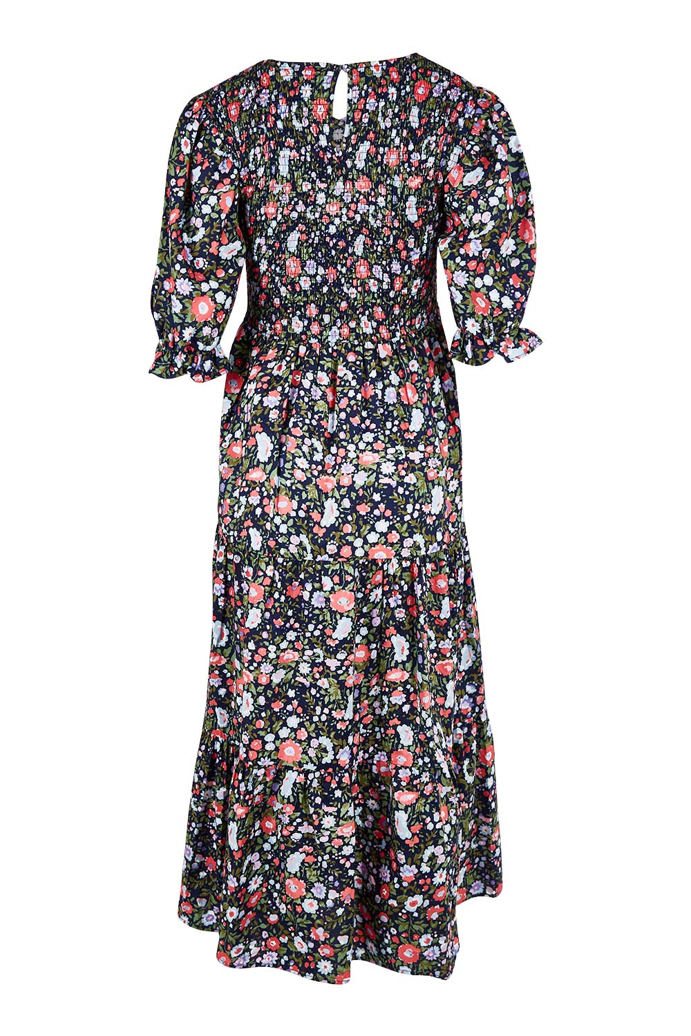 Product shot of the Rock The Smock Dress in colour Navymeadow (Blue), from the back