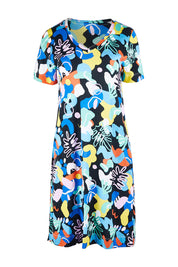 Product shot of the Here Comes Summer Dress in colour Memphis (Blue), from the front