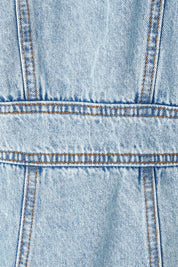 Product shot of the Astrid Denim Dress in colour Lightblue (Green), detail