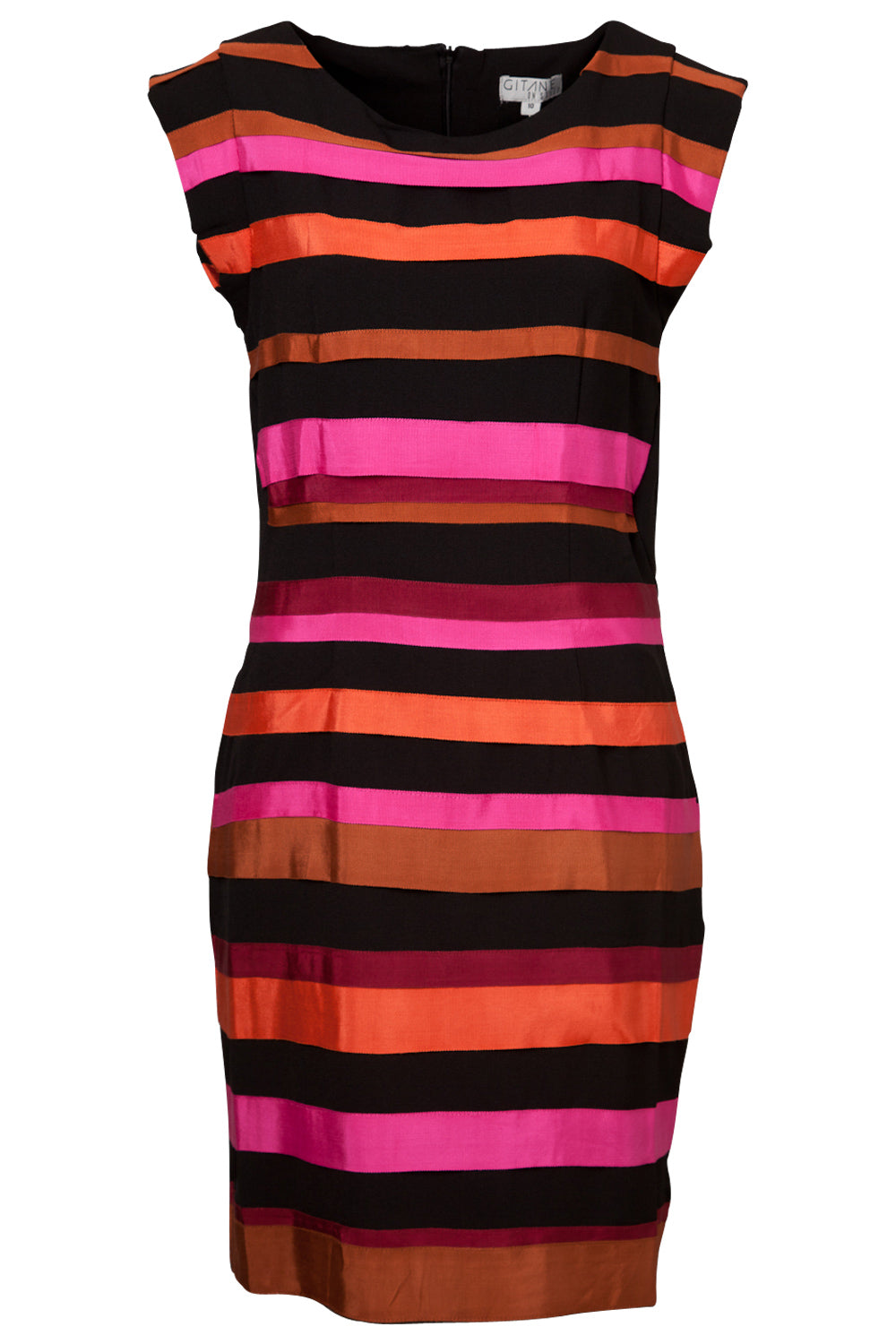 Preloved Multi Stripe Layered Dress - Tangerine
