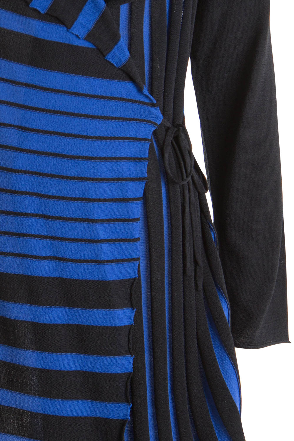 Product shot of the Striped Drape Cardigan in colour Cobalt (Blue), detail