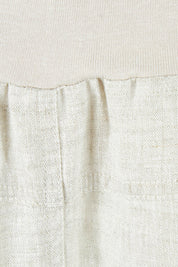 Product shot of the Frill Hem Pull On Linen Skirt in colour Natural, detail