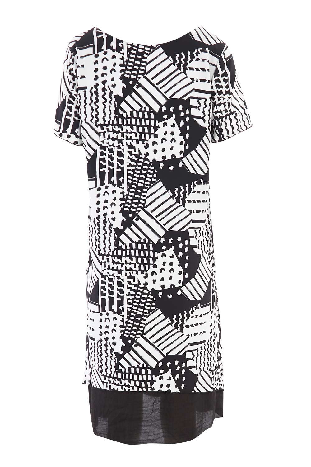 Product shot of the Patterned Dress in colour BlackWhite (Black), from the back