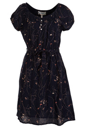 Product shot of the Cap Sleeve Dress in colour Navy (Blue), from the front