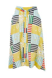 Product shot of the Tie Waist Skirt in colour Patched (White), from the front