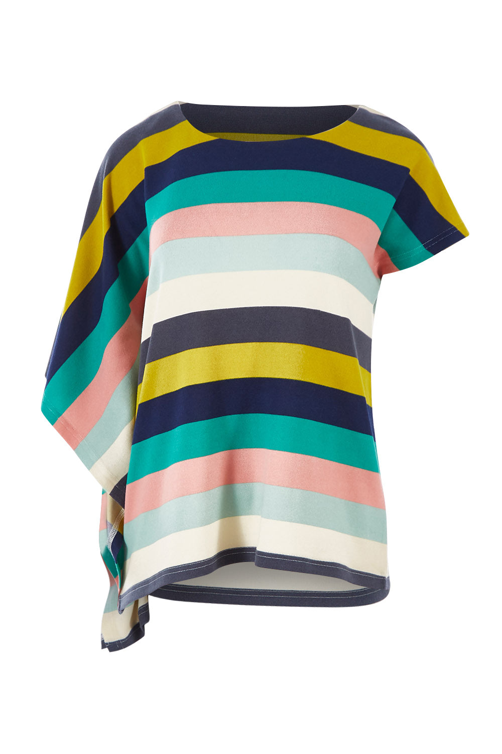 Product shot of the Oversized Printed Tunic in colour Rainbow (Blue), from the front