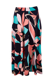 Product shot of the Printed Calf Length Full Skirt in colour Pastels (Blue), from the front