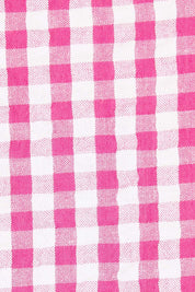 Product shot of the Gingham Drape Top in colour Gingham (Pink), detail