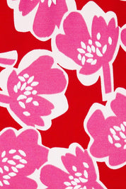 Product shot of the Printed Tube Skirt in colour Roses (Red), detail