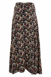 Product shot of the Printed Maxi Skirt in colour BlackFluer (Black), from the back
