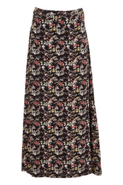 Product shot of the Printed Maxi Skirt in colour BlackFluer (Black), from the front