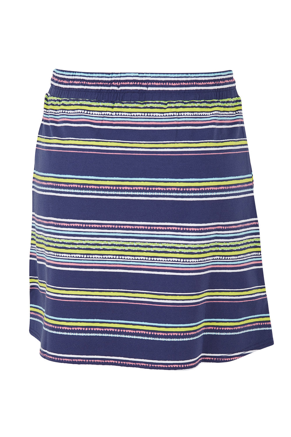 Product shot of the Christine Skirt in colour Stripes (Blue), from the back