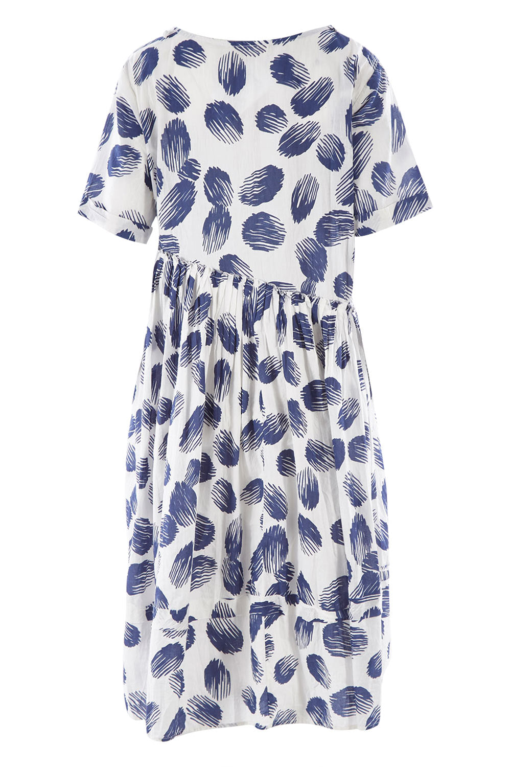 Product shot of the Aruba Dress in colour Pomelo (Blue), from the back