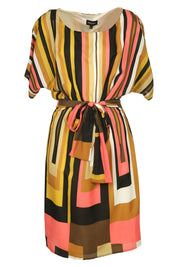Preloved Square Me Down Wrap & Tie Dress - PinkMulti