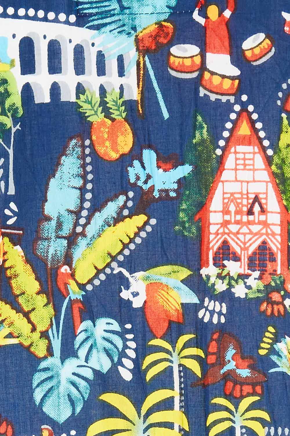 Product shot of the Village Midi Dress in colour Navy (Blue), detail