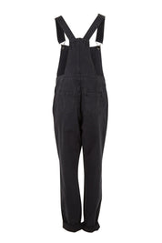 Product shot of the Matilda Overalls in colour Blackwash (Black), from the back