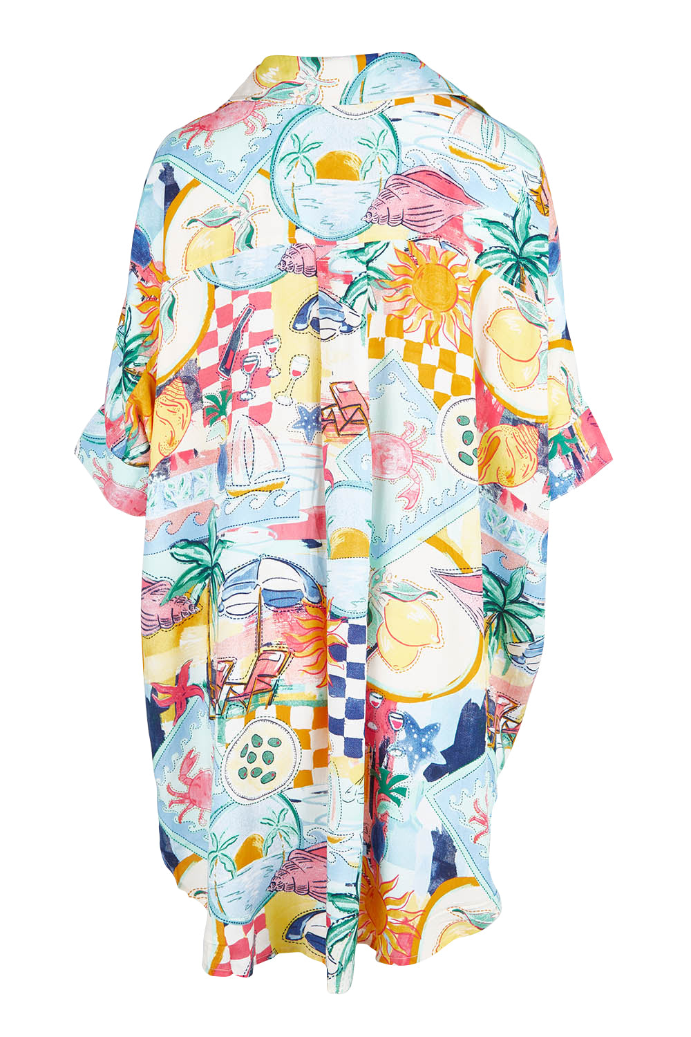 Product shot of the River Shirt in colour Multi (White), from the back