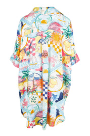 Product shot of the River Shirt in colour Multi (White), from the back