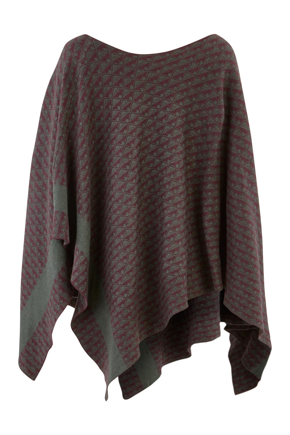 Product shot of the Liza Poncho in colour Pine (Grey), from the back