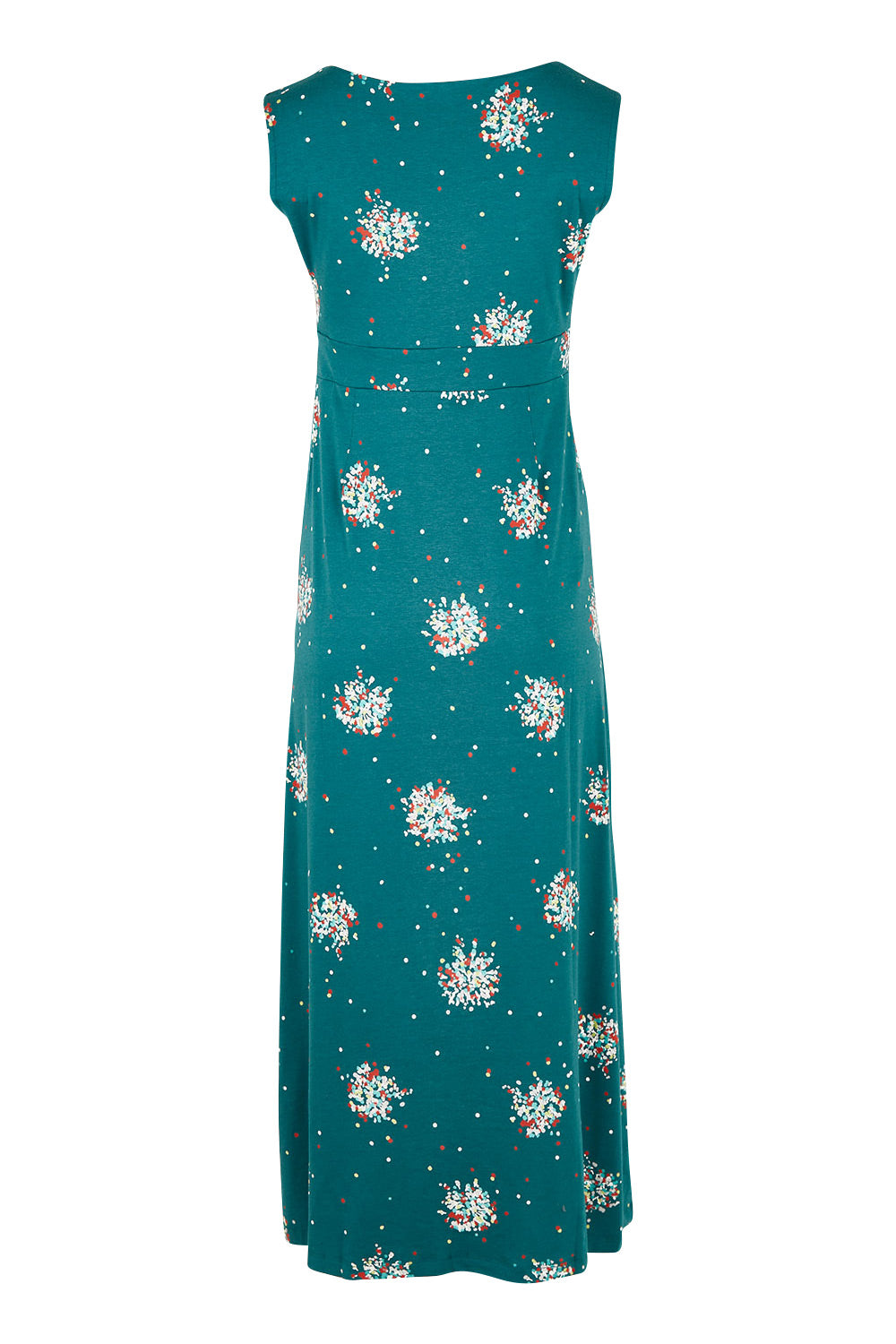 Product shot of the Chrissy Maxi Dress in colour Darkteal (Green), from the back