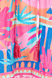 Product shot of the Rowanna Cotton Top in colour Blue (Blue), detail
